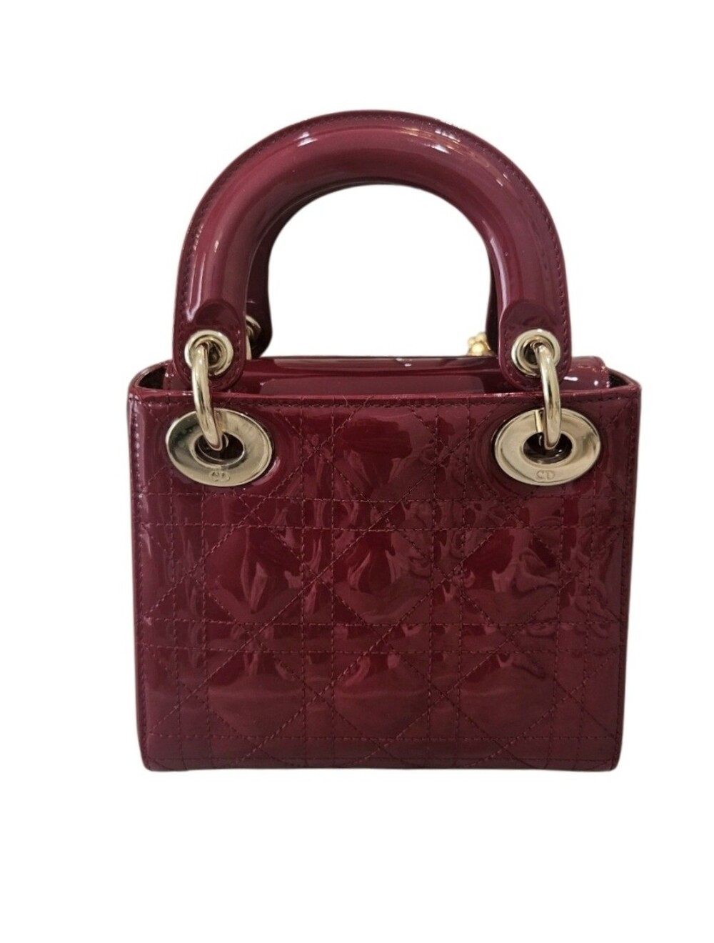 Dior Mini Lady Dior Bag in Cherry Red Patent Cannage Calfskin NIB - Picture 6 of 14